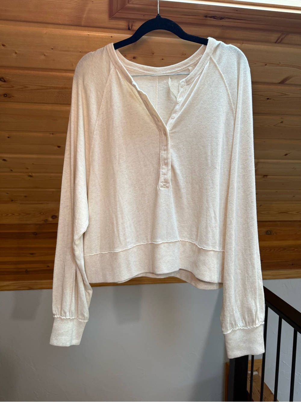 Women's Cream Long-Sleeve Henley Top - NWT